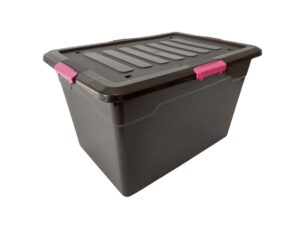85Lt Mobile Storage Box | Black with Colour Clips